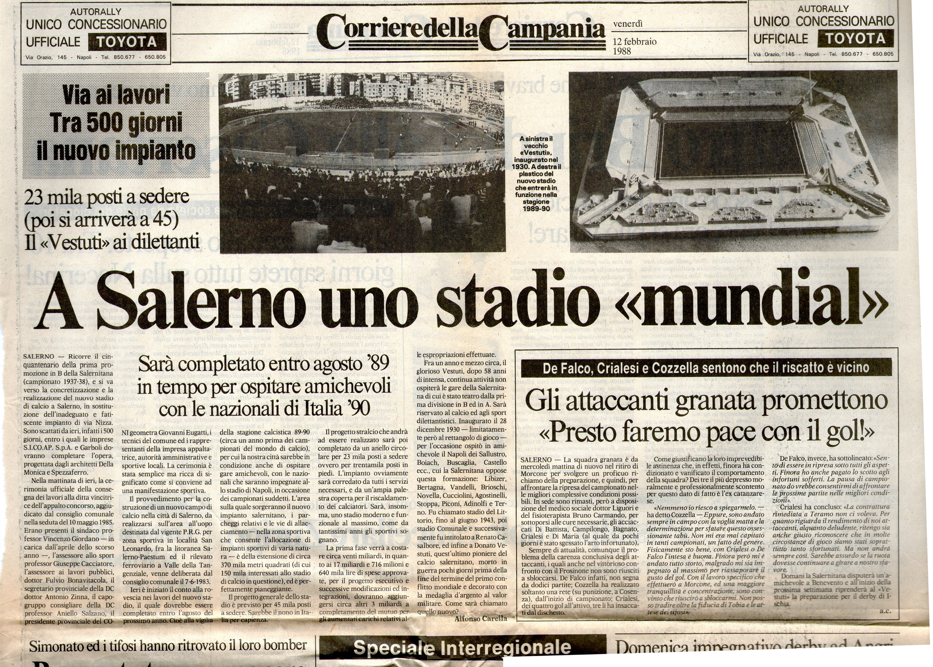 Articolo presentazione Stadio Arechi