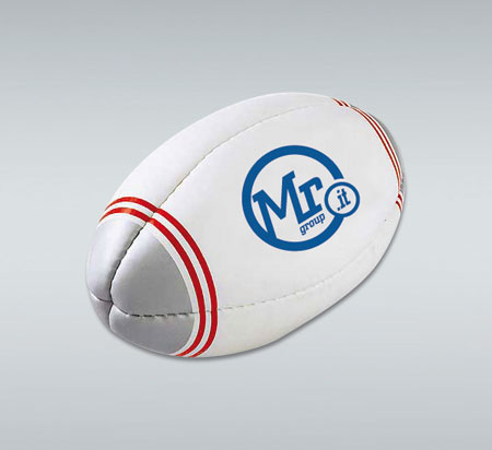 Pallone da rugby mini a 4 pannelli in similpelle bianca